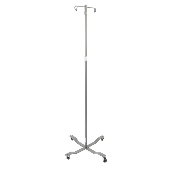 Drive Medical Economy Removable Top I. V. Pole, 2 Hook Top, Silver Vein 13033sv